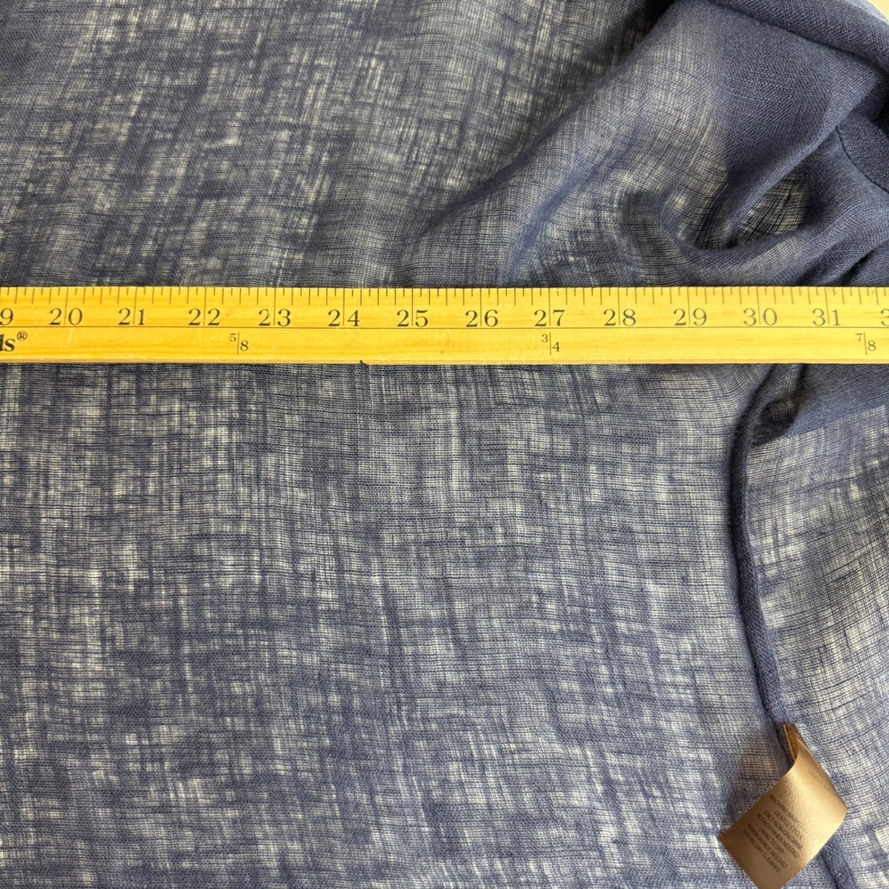 Soft Surroundings Linen Kimono Cardigan Large Navy Sheer Coastal Lagenlook Boho - Picture 11 of 13